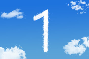 cloud shape of number one on blue sky