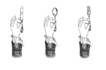 hands with cutlery