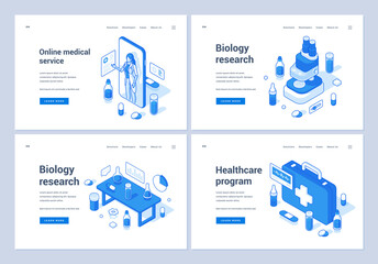 Banners for contemporary medical and biology services