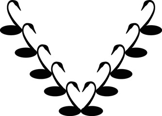 vector black with swans  and hearts