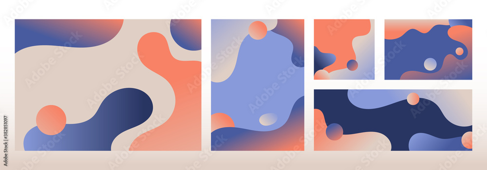 Poster set of modern template design abstract liquid shapes gradient colors background