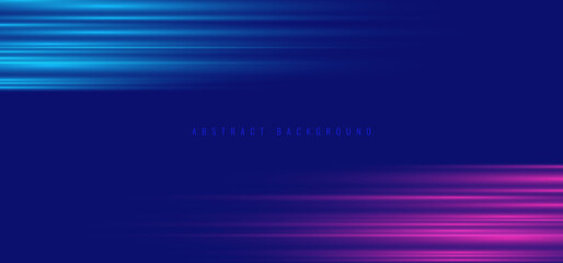 Abstract blue and pink neon color light effect horizontal background.