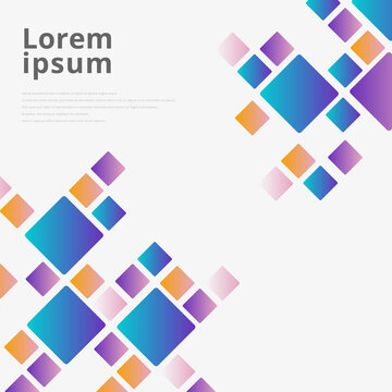 Abstract blue, pink, yellow gradient color square pattern randow size on white background