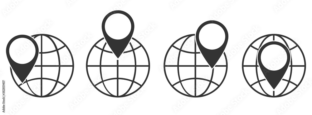Canvas Prints planet earth icon with location symbol. location pin with globe earth symbol