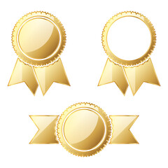 Set of gold medals. Vector award icon isolated. Winner icon.