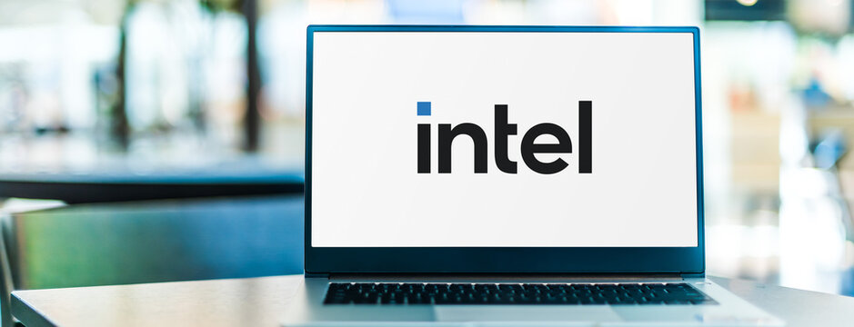 Laptop Computer Displaying Logo Of Intel