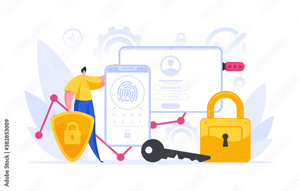 Aufkleber man representing security apps on modern devices