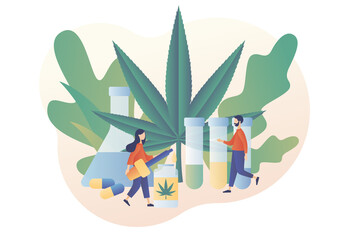 CBD cultivation business. Cannabis medical. Distribution of hemp products, marijuana sales market. Modern flat cartoon style. Vector illustration