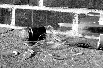 broken wall with glass