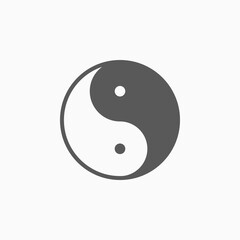 yin yang icon, black and white vector illustration