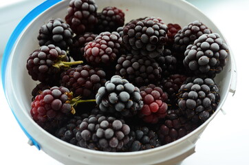 Healthy sweets concept frozen raspberries, blackberries