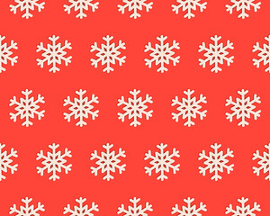 Naklejka na ściany i meble Seamless pattern. Pattern from snowflakes on a red background. Winter. Christmas concept.