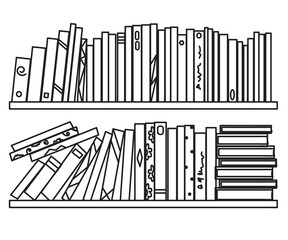 Bookshelf on a white background. Silhouette. Vector illustration.