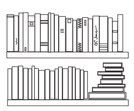 Bookshelf on a white background. Silhouette. Vector illustration.