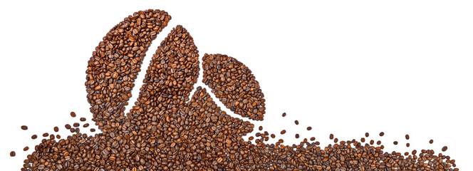 Kaffeebohnen mit Kaffee Bohne als Symbol - Panorama