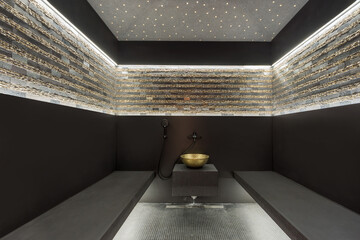 Hamam - turkish bath & spa. Modern interior design with the effect of the starry sky. - obrazy, fototapety, plakaty