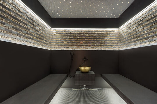 Hamam - turkish bath & spa. Modern interior design with the effect of the starry sky.