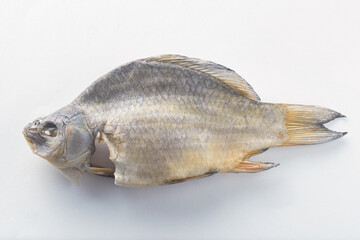 Dry river fish isolated on white background. Salty salty beer appetizer.