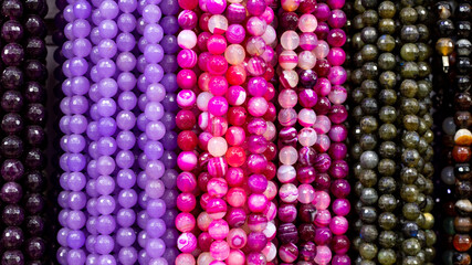 Background from colored beads. Colorful background.