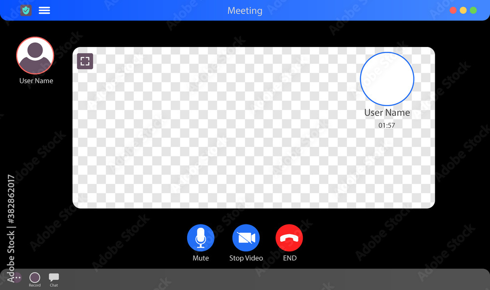Poster zoom interface mockup. video call interface vector illustration. meeting app interface concept with 