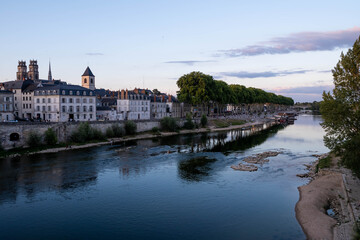 View over Orleas (France) by sunset