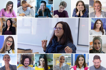 Online remote learning. Digital video conference chat with students. Teaching and learning from...