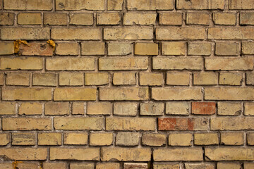 old brick craft wall of a vintage house, brick wall, background with orange brick wall