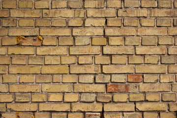 old brick craft wall of a vintage house, brick wall, background with orange brick wall