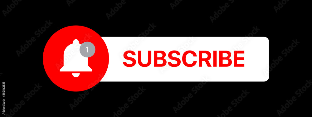 Poster youtube subscribe button lower third. social media vector element on black background