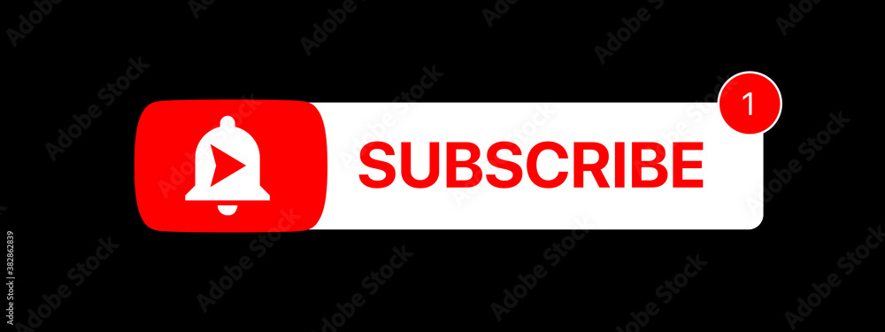 Poster youtube subscribe button. subscribe title. social media vector element on black background