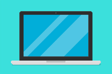 Pixel art vector illustration of laptop.