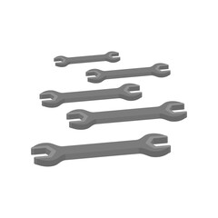 Set of wrenches.Vector isometric and 3D view.