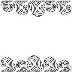 Sea stylized waves on a white background. Hand drawn vector border