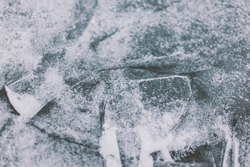 Ice crack texture. Frozen air in arctic ice and snow.  Abstract texture. Nature background. Winter time.  