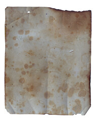 Old vintage texture retro paper with burned edges, stains and scratches background