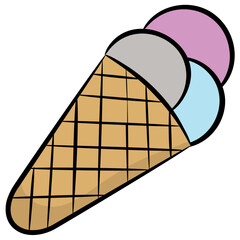 
Ice cream cone hand drawn icon
