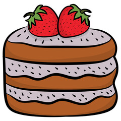 
Birthday cake on a cake stand, hand drawn icon 
