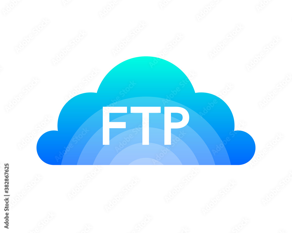 Poster flat web banner with ftp. application interface. technology concept. vector illustration.