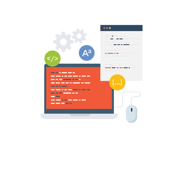 
Web page with coding, software development icon 

