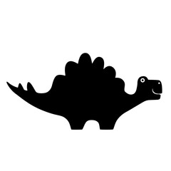 Black silhouette Stegosaurus dinosaur. Flat design for poster or t-shirt. Vector illustration