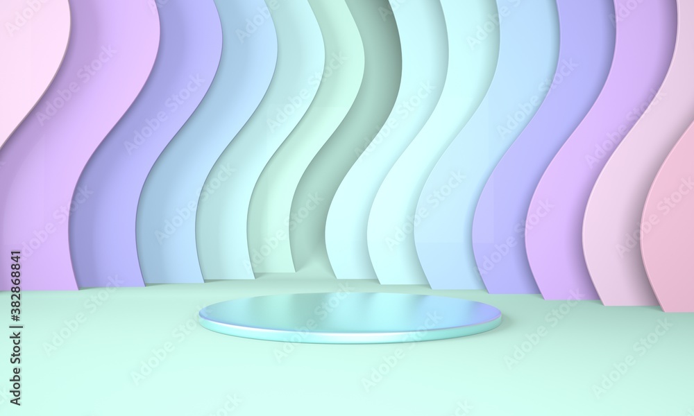 Poster podium use for product presentation. abstract wave background. 3d rendering - illustration.