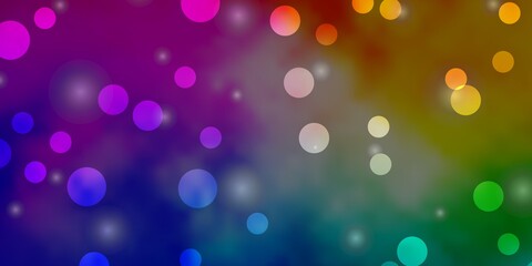 Light Multicolor vector backdrop with circles, stars.