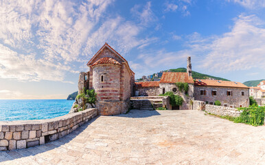 Fototapeta na wymiar Santa Maria in Punta Church by the Citadel of Budva, Montenegro