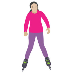 
Roller skating girl in flat icon design 
