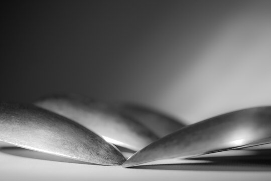 close-up of silver tablespoons