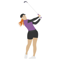 
Female golf player flat icon 
