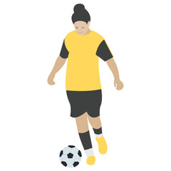 
Female  playing football, football player flat icon 
