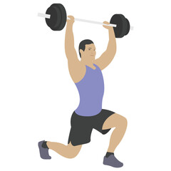 
Bodybuilding with weightlifting, flat icon design 
