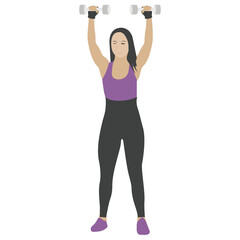 
Fitness concept, gym girl in sports outfit flat icon 
