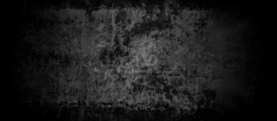 Old wall texture cement dark black gray panorama background abstract grey color design are light with white gradient background.